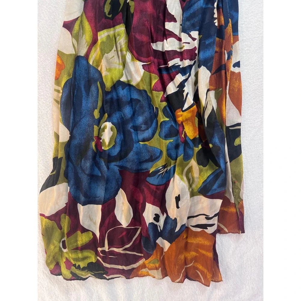 Vintage Floral Silk Feel Scarf Multi Color Oversized Botanical Print Rectangle